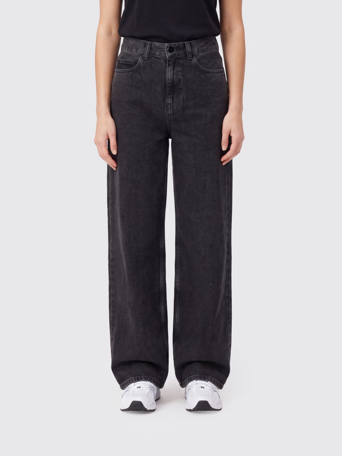 Carhartt Wip Jane High-waisted Wide-leg Jeans In White Cotton Denim In Black