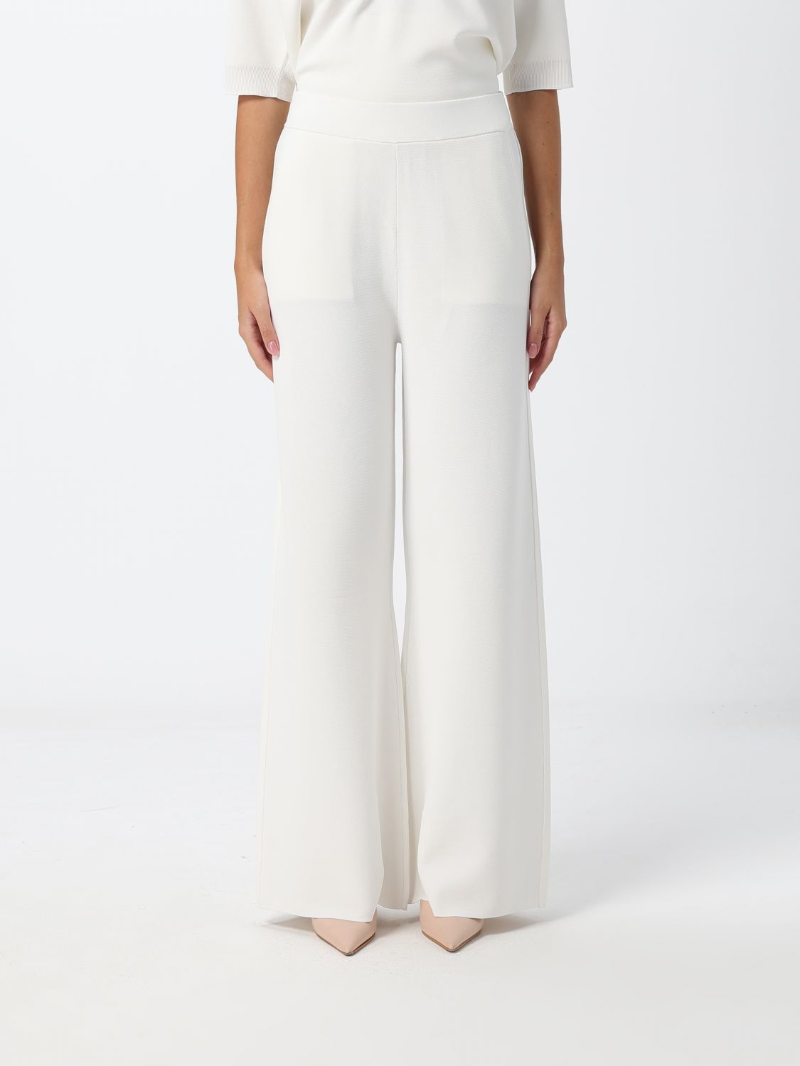 MAX MARA High-Waisted Wide Leg Knit Wool Trousers
