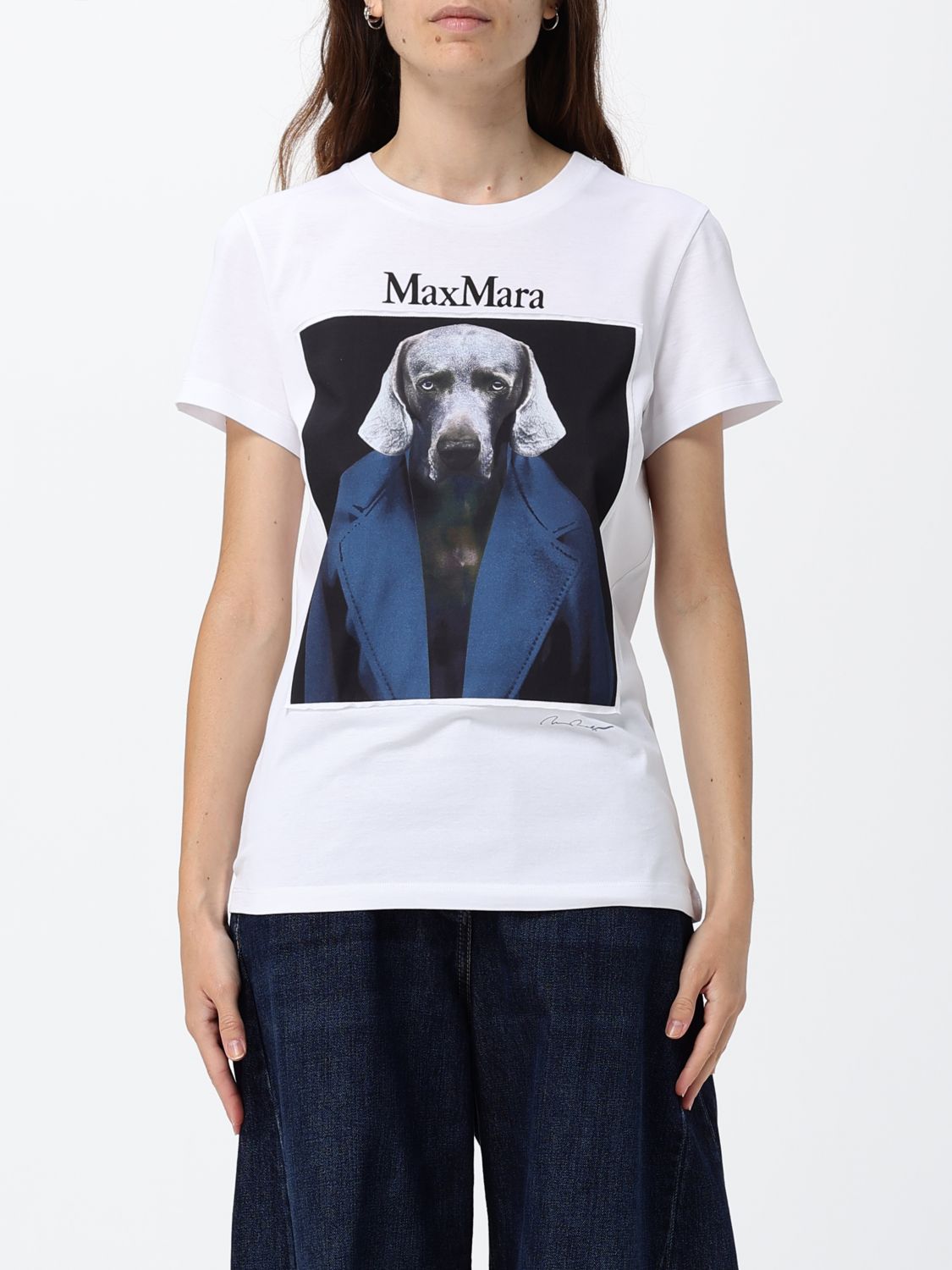 MAX MARA T-shirt slim fit in cotone con stampa grafica e logo a contrasto