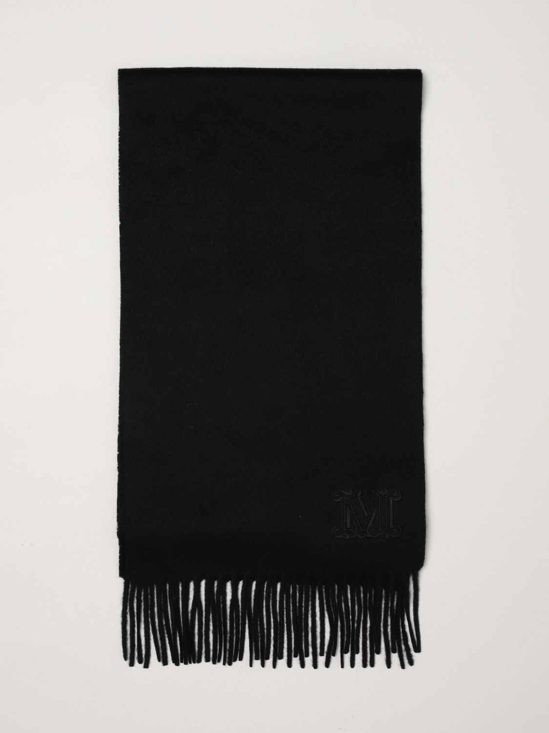 MAX MARA Dalia Monogram Pure Cashmere Scarf with Fringed Edges