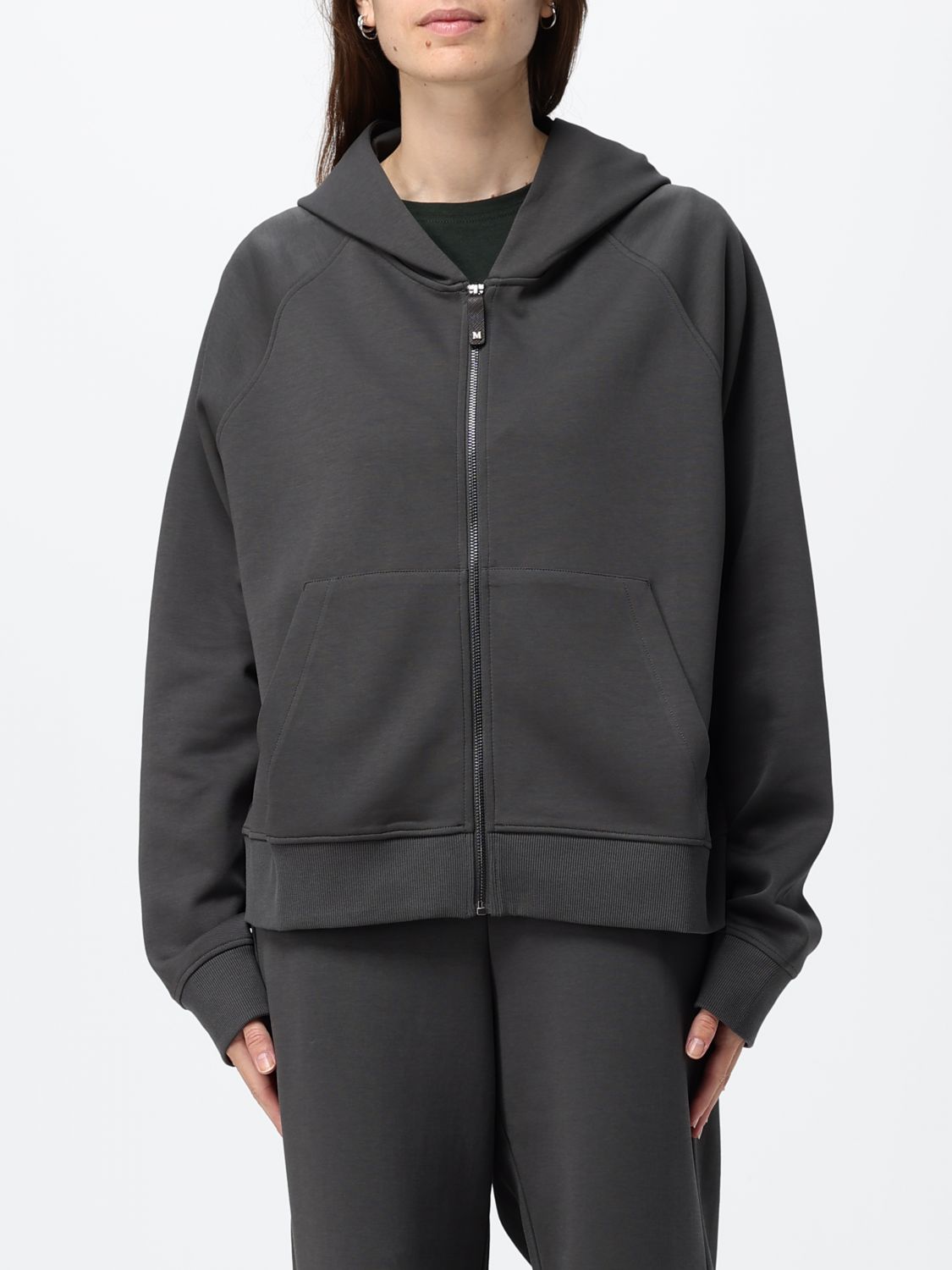 'S Max Mara Hooded Cotton Zip-Up Sweatshirt with Kangaroo Pocket