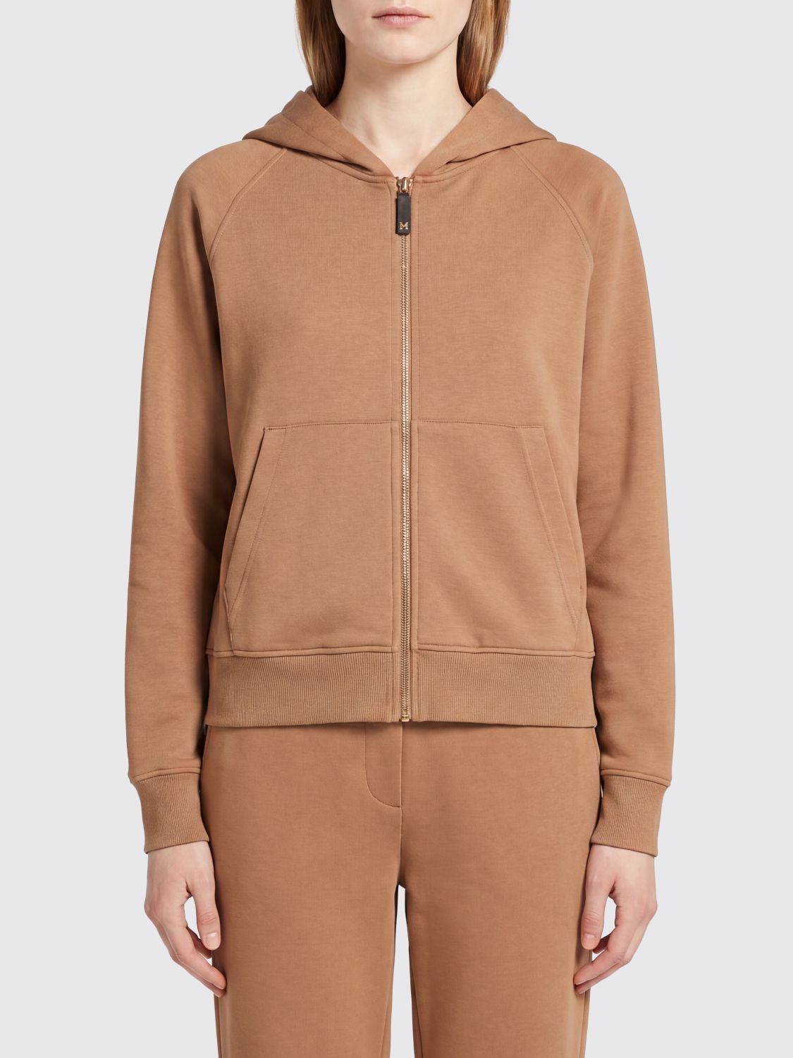 'S Max Mara Hooded Cotton Zip-Up Sweatshirt with Kangaroo Pocket