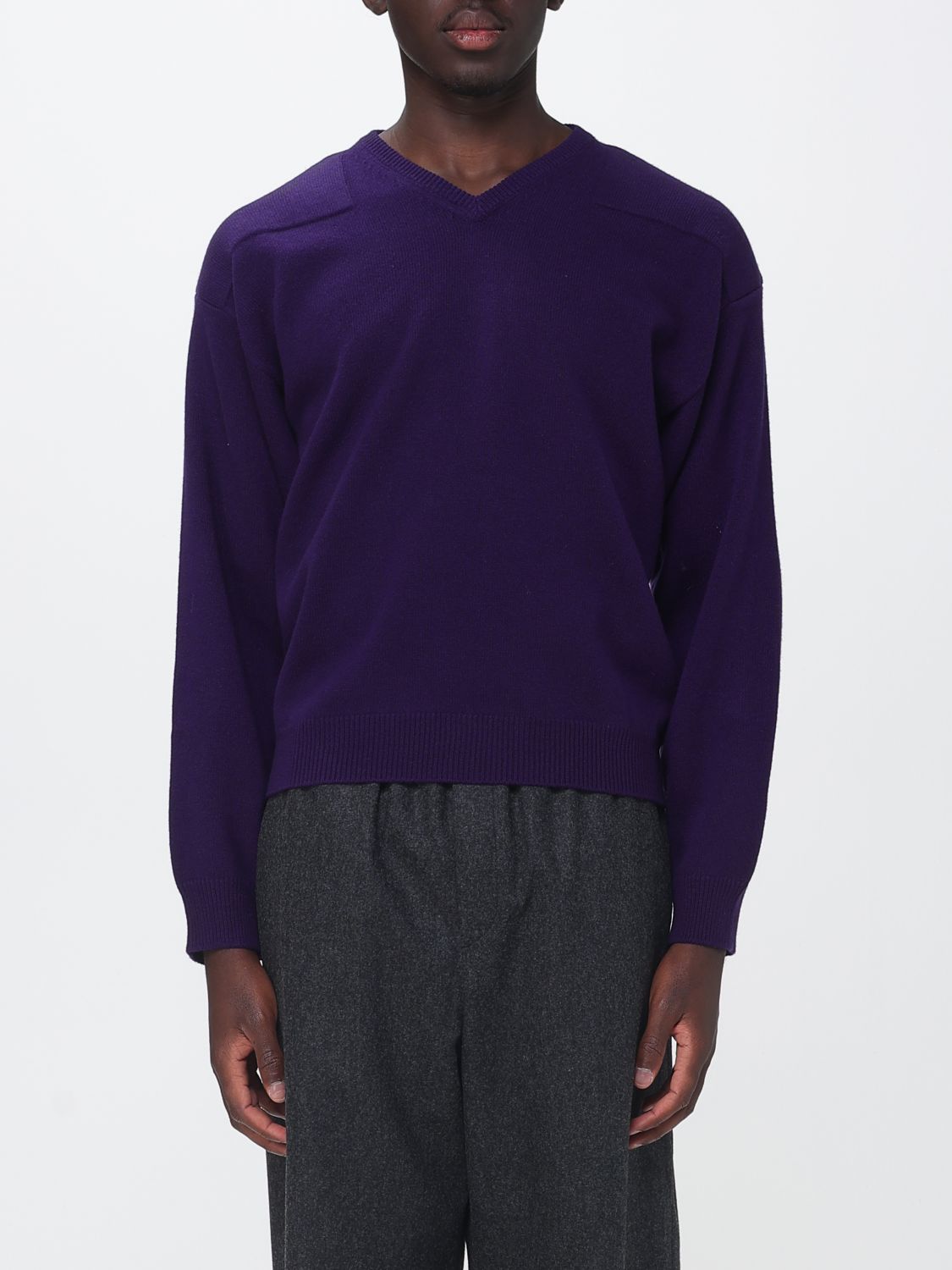 JIL SANDER Maglia con scollo a V in misto lana a maniche lunghe