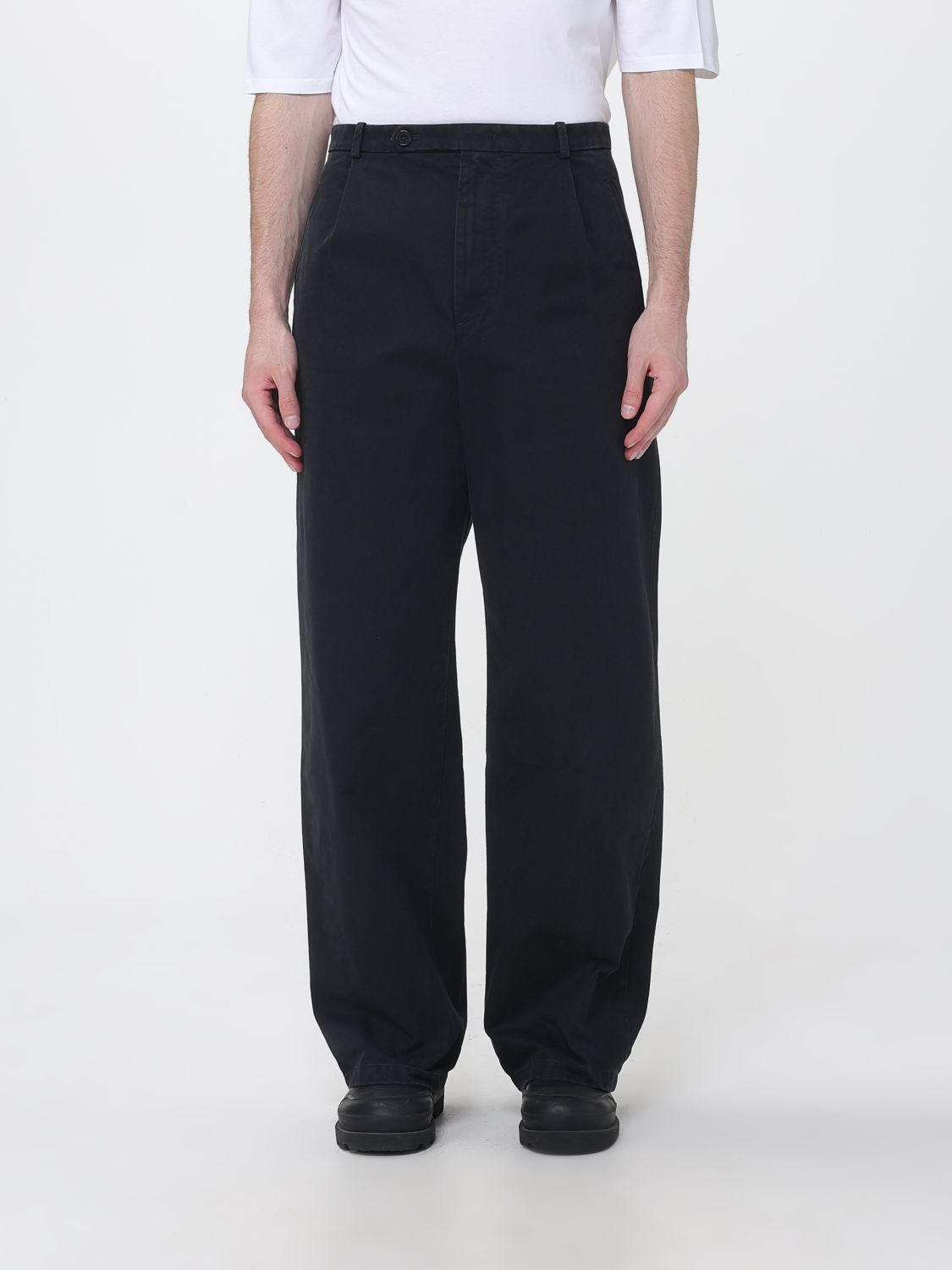 JIL SANDER Wide-Leg Cotton Trousers with Off-Center Closure