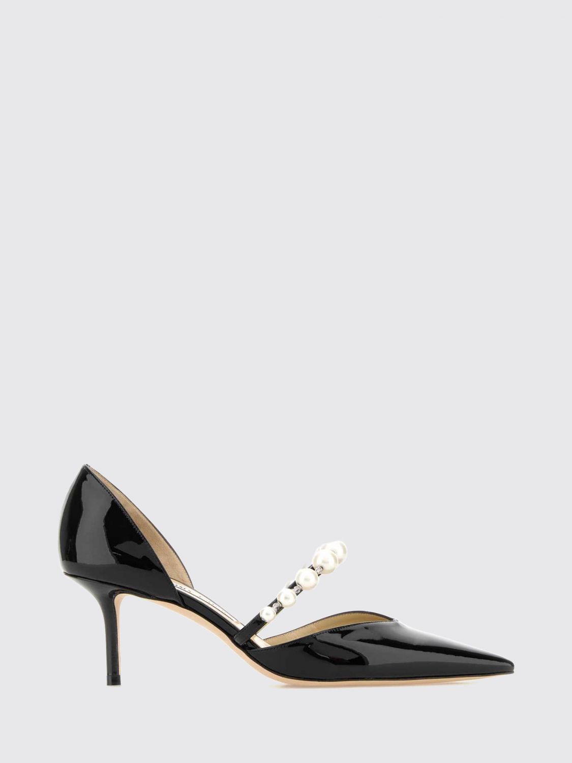 Jimmy Choo Aurelie Patent Leather Pumps with Pearls and Stiletto Heel