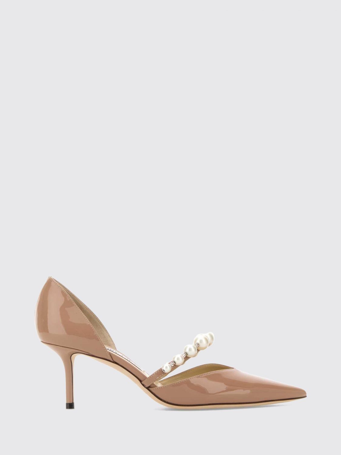 JIMMY CHOO Aurelie Patent Leather Pumps with Pearls and Stiletto Heel