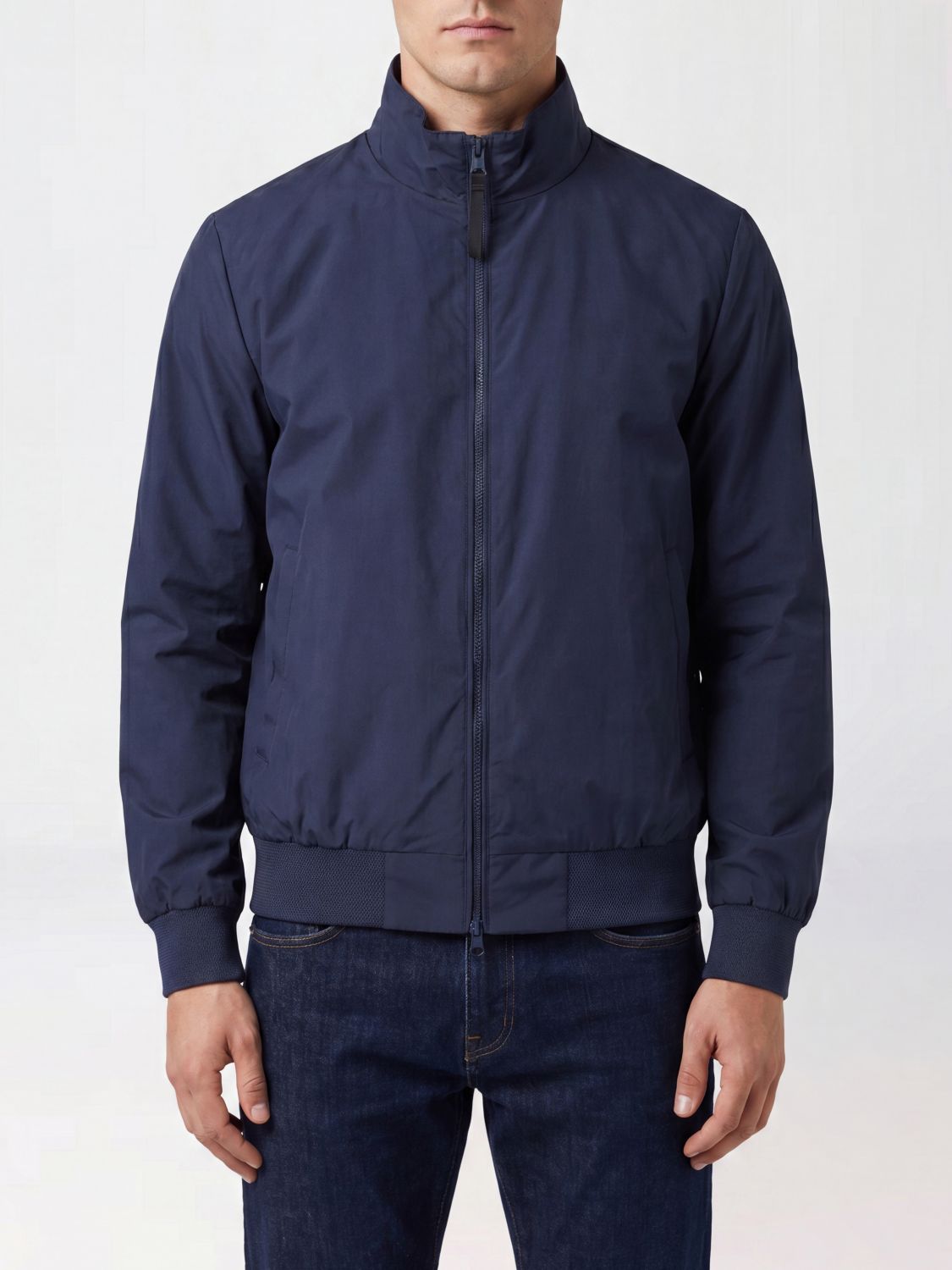 PEOPLE OF SHIBUYA Bomber in misto cotone con collo alto e chiusura a zip