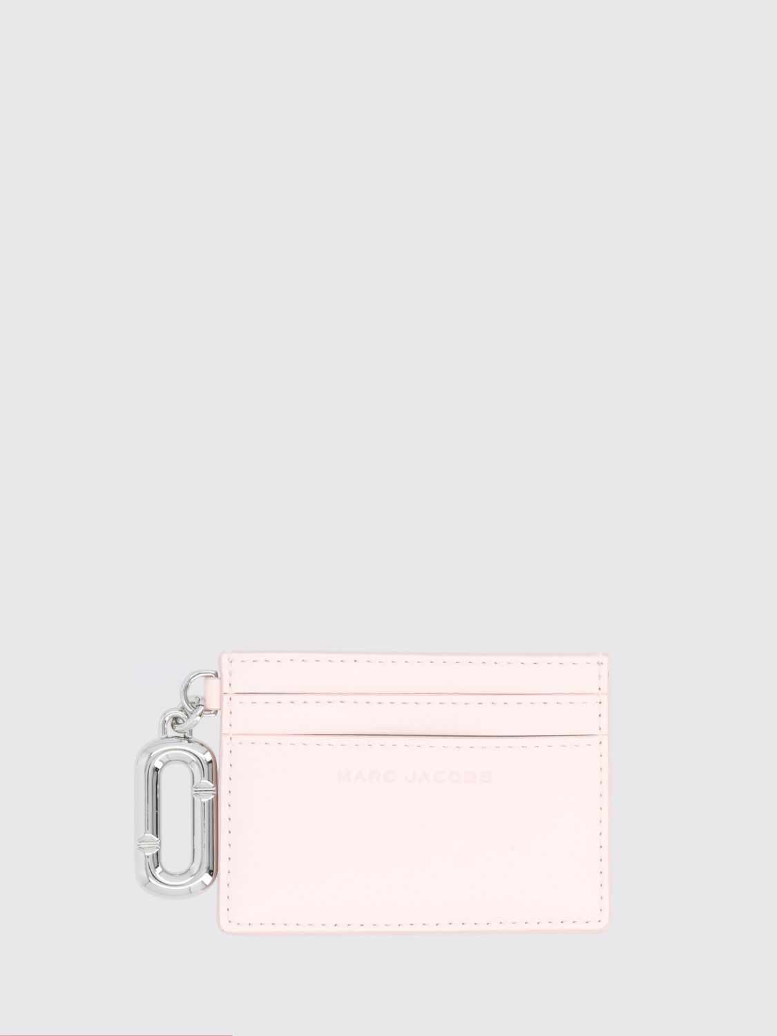 MARC JACOBS Portacarte piatto in pelle con logo Double J