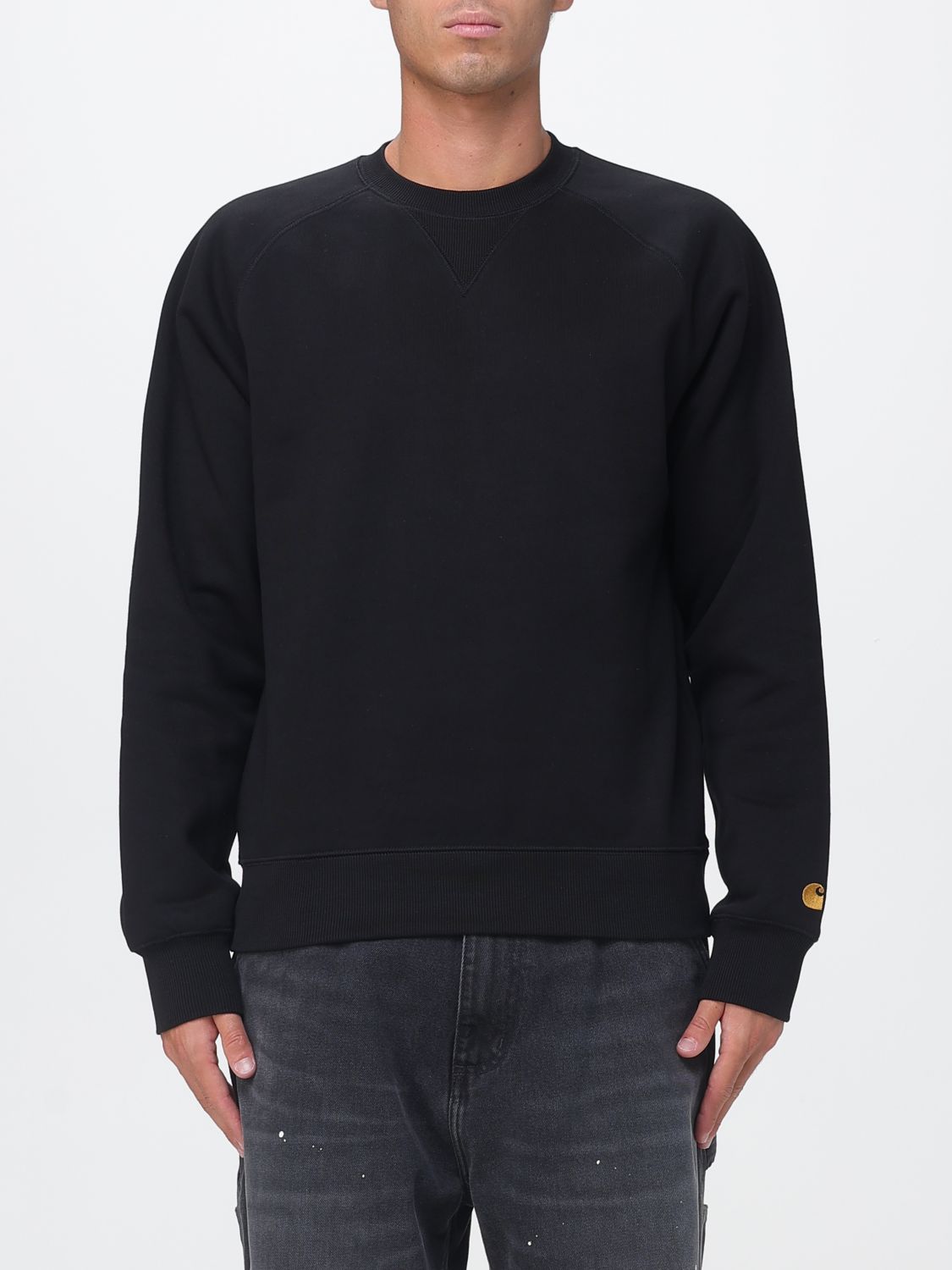 Carhartt Wip Relaxed Fit Solid Colour Cotton Crewneck Jumper with Dropped Shoulders