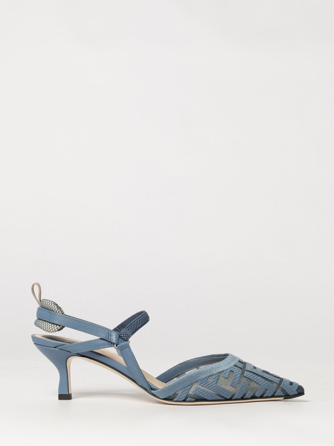 FENDI Slingback Colibrì Lite in nylon a rete con monogram FF e tacco medio