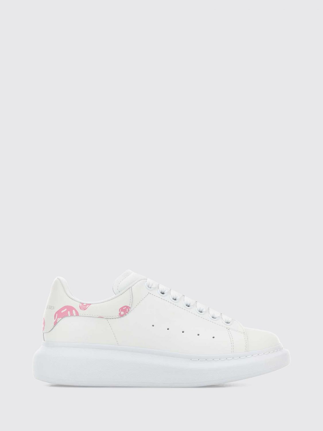 Mcqueen Oversize Sneakers in Calf Leather with Skull Print and Chunky Sole