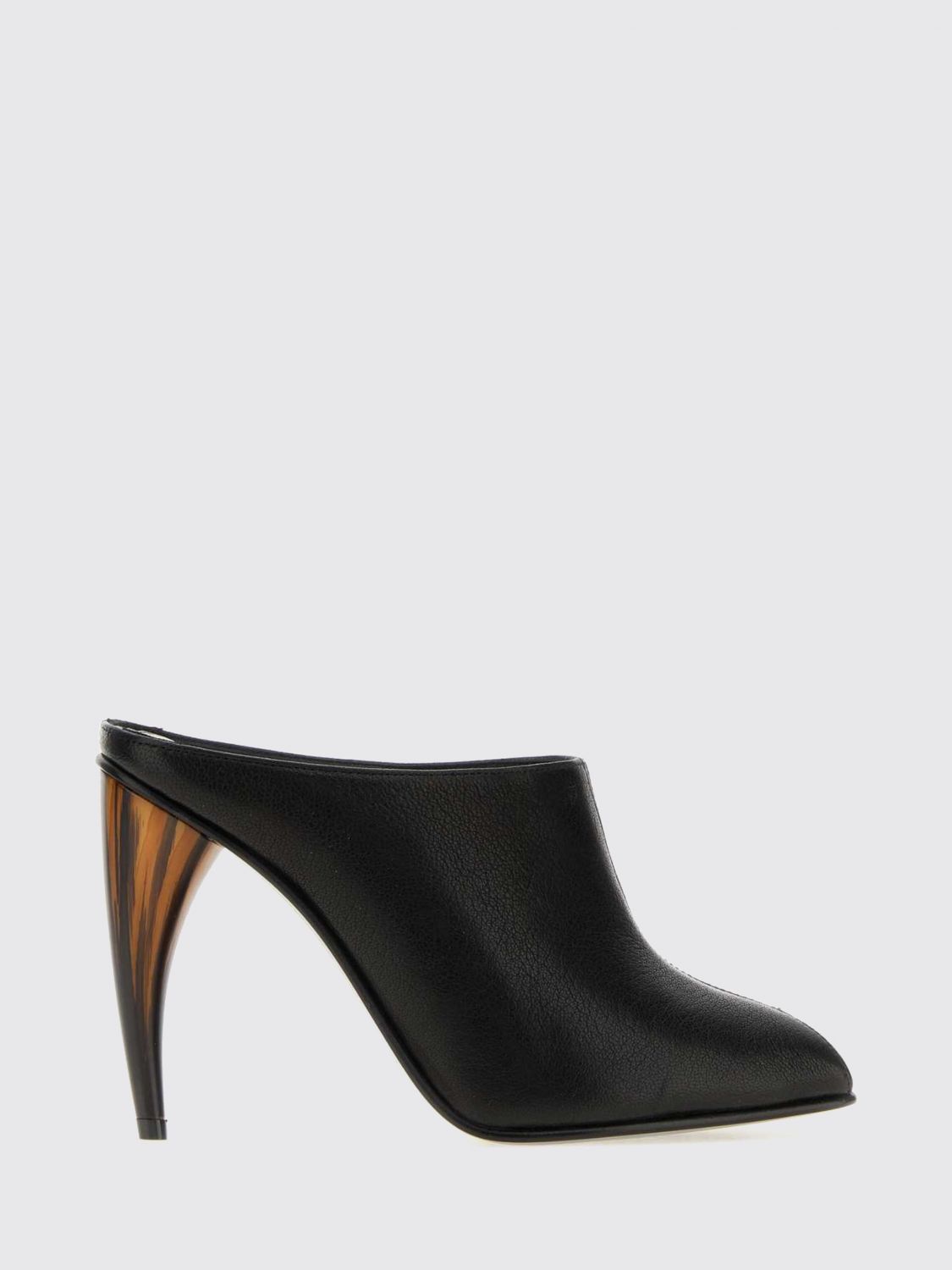McQueen Sculptural Heel Smooth Lambskin Mules with Square Toe McQueen Sculptural Heel Smooth Lambskin Mules with Square Toe