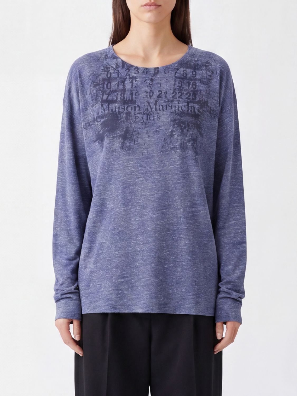 MAISON MARGIELA Long-Sleeved Cotton T-Shirt with Abstract Print and Logo