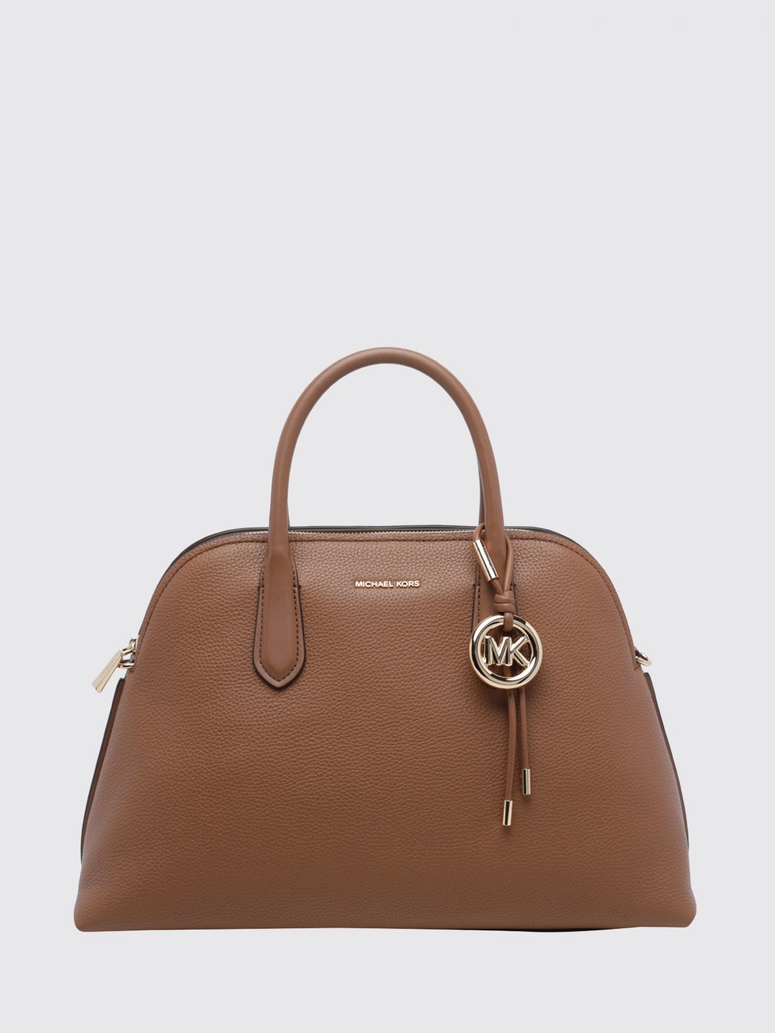Michael Kors Freddie Leather Handbag with MK Monogram and Logo Charm Michael Kors Freddie Leather Handbag with MK Monogram and Logo Charm