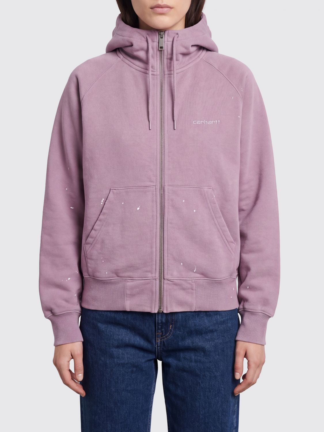 CARHARTT WIP Felpa in cotone con cappuccio, zip e stampa astratta all-over