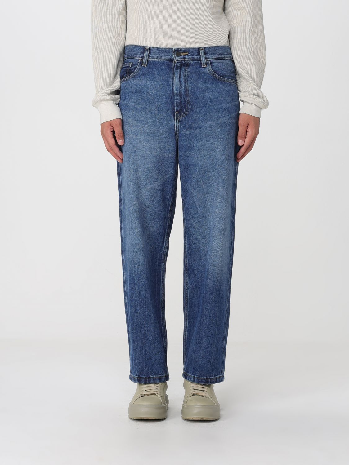 CARHARTT WIP Jeans Brandon wide leg a vita media in denim di cotone