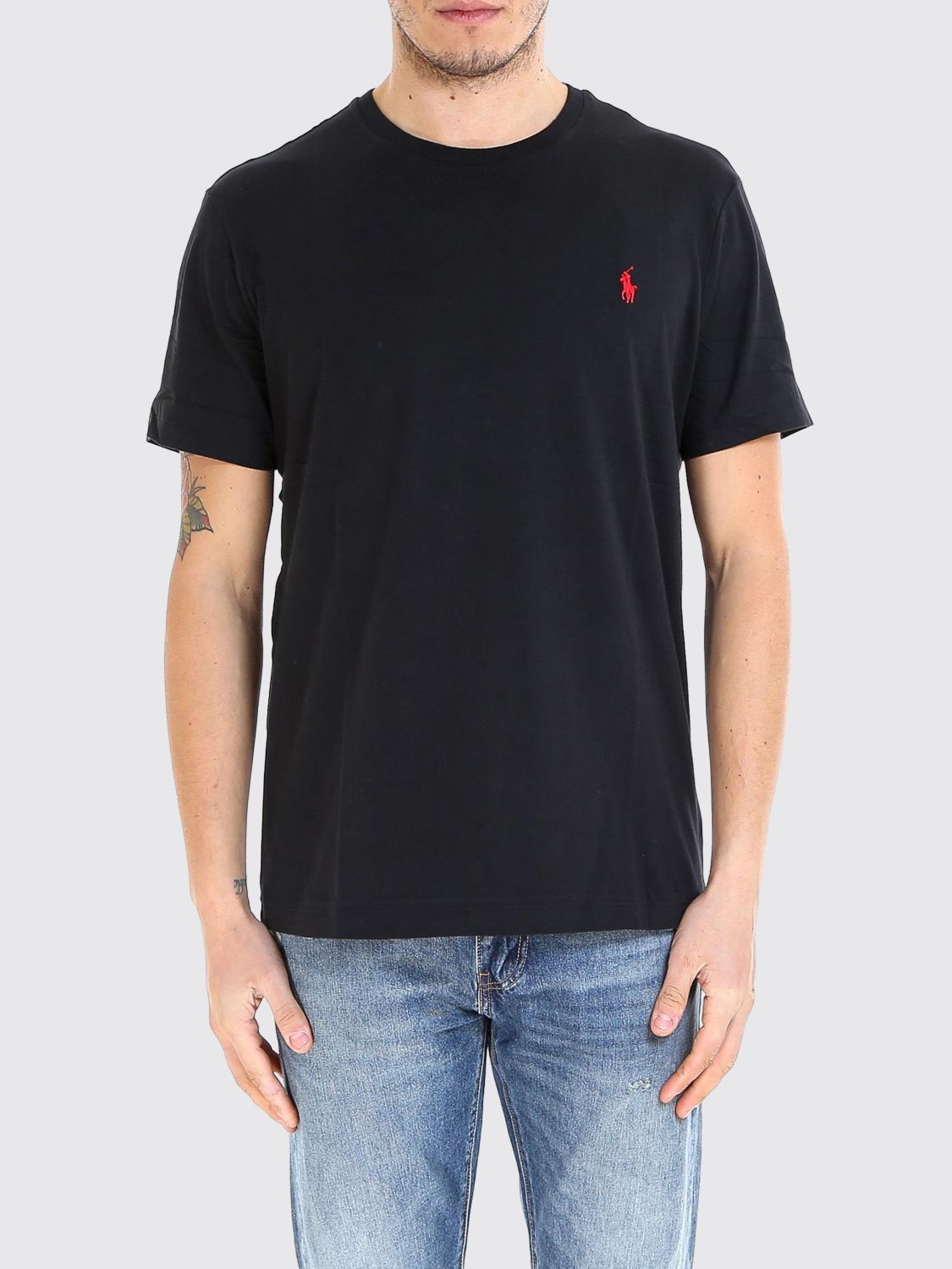 POLO RALPH LAUREN Baumwoll-T-Shirt mit Rundhalsausschnitt und gesticktem Pony-Logo