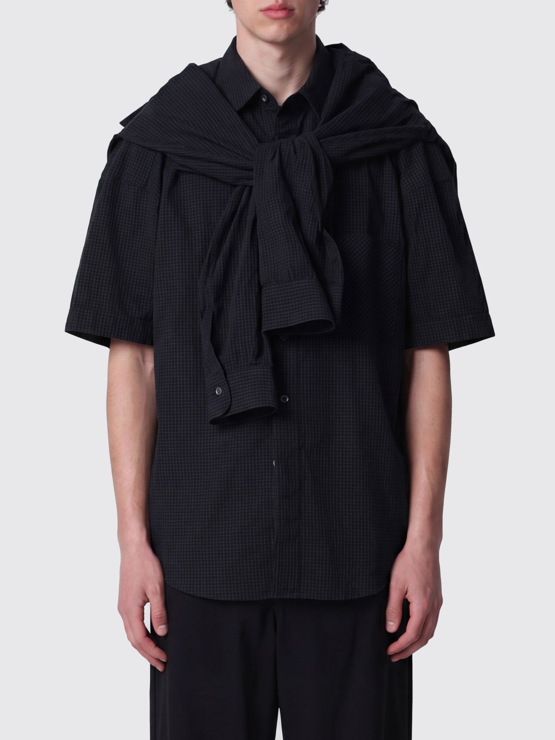 MAISON MIHARA YASUHIRO Short-Sleeved Cotton and Linen-Blend Shirt