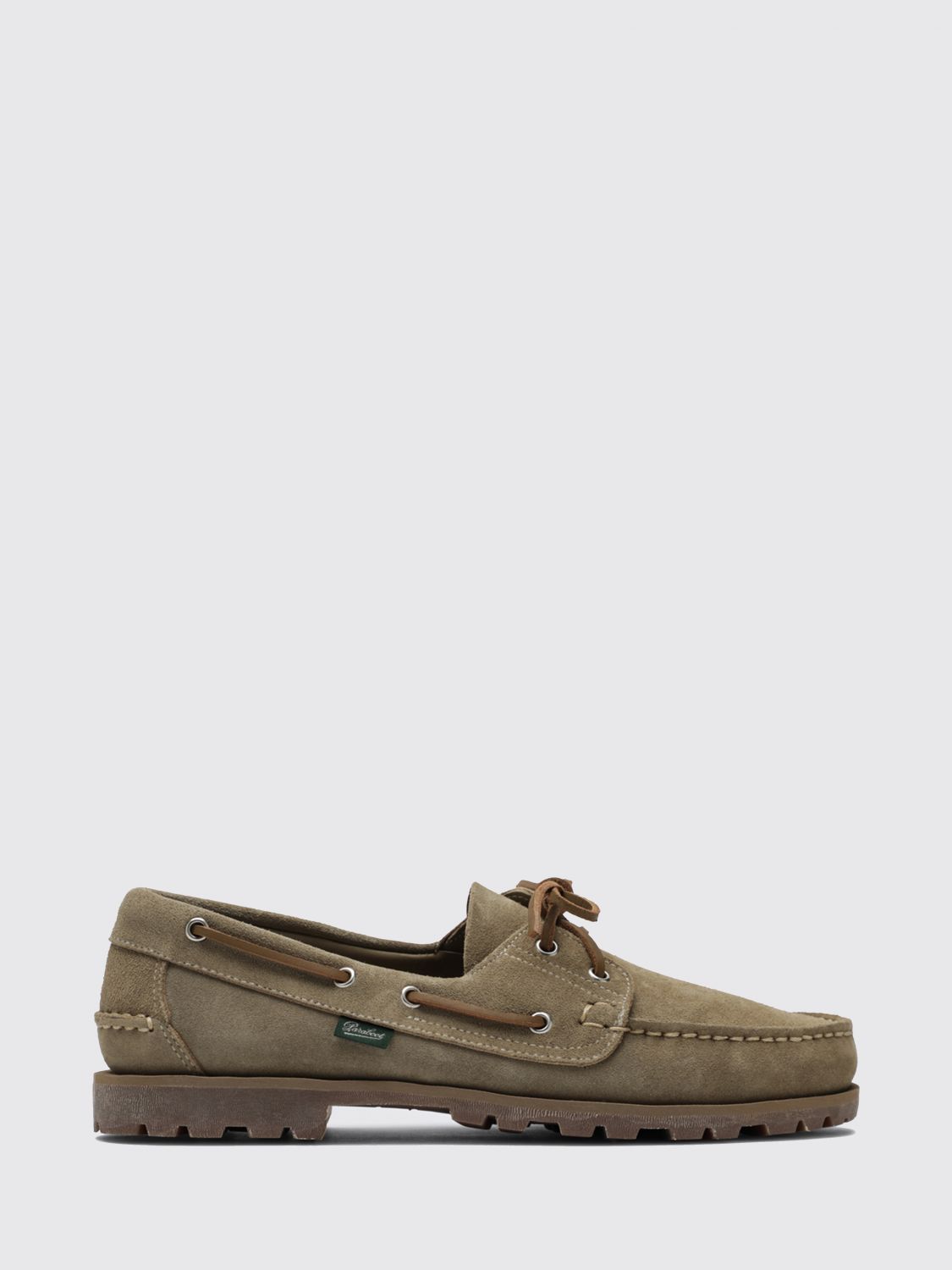 PARABOOT Suede Leather Boat Shoes with Notched Rubber Sole
