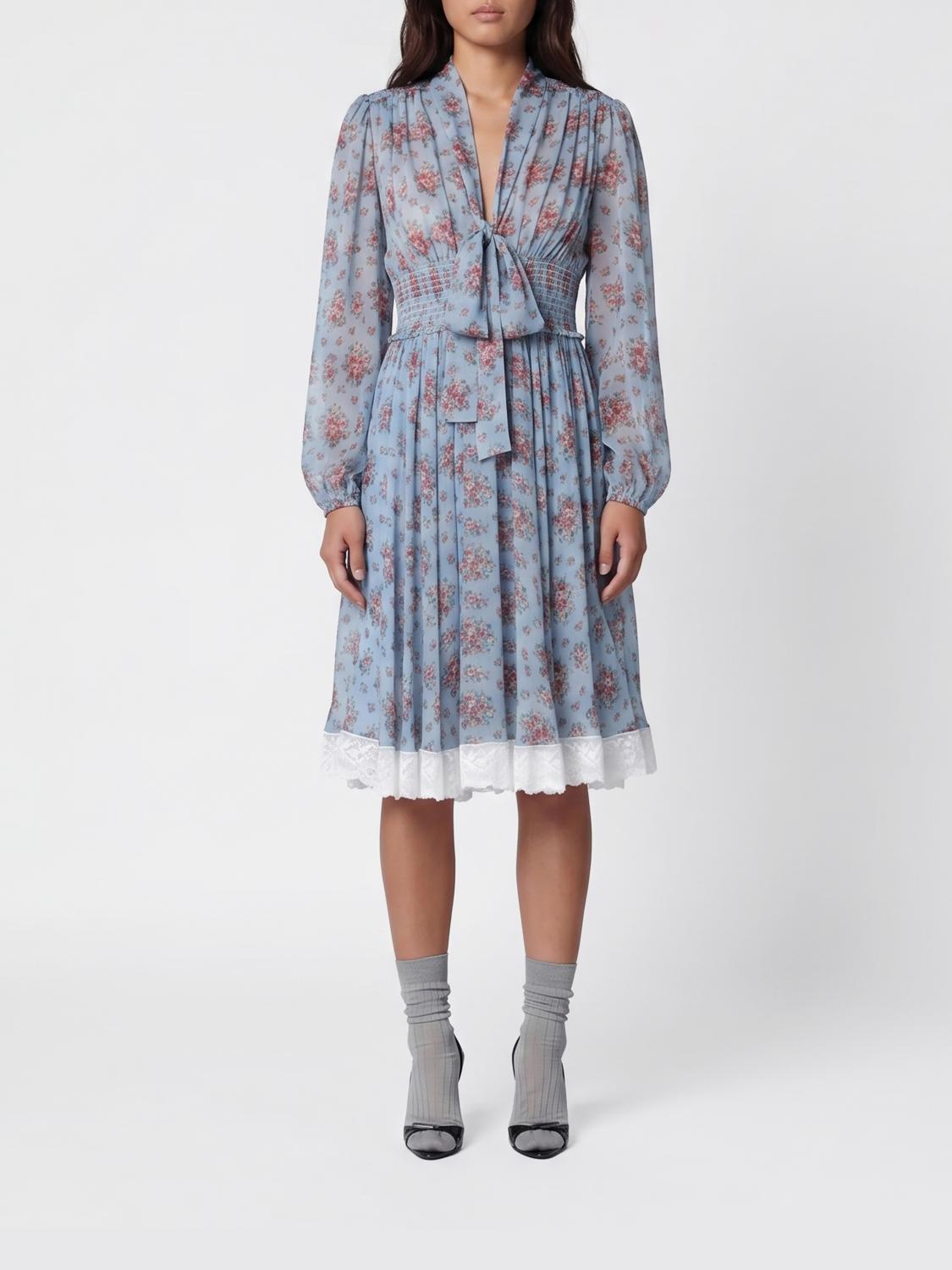 DOLCE & GABBANA Abito midi in seta plissettata con ricamo floreale e pizzo