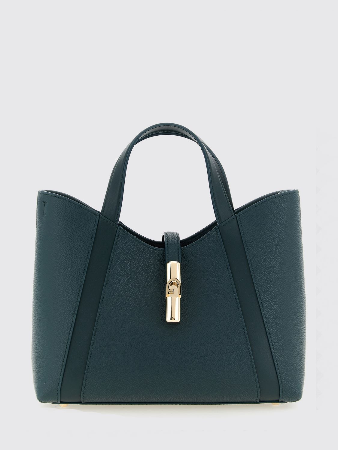 FURLA Goccia Small Grained Leather Tote Bag by with Snap Closure