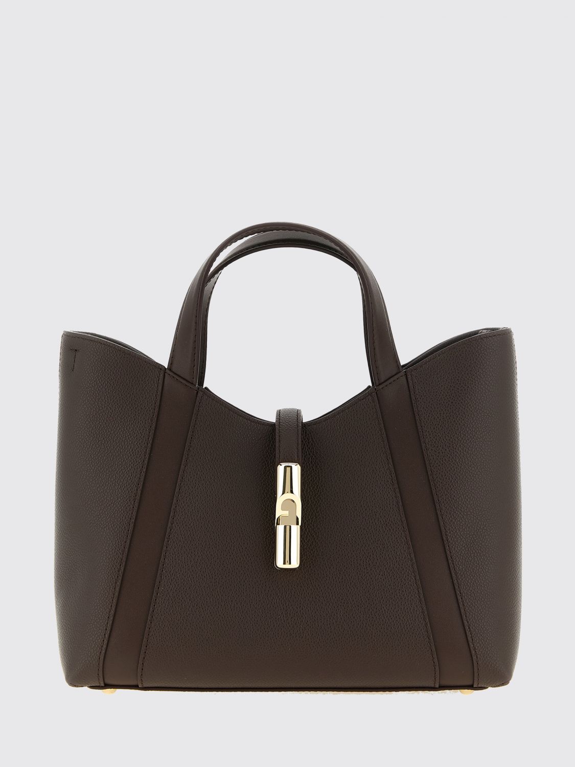 FURLA Goccia Small Grained Leather Tote Bag by with Snap Closure