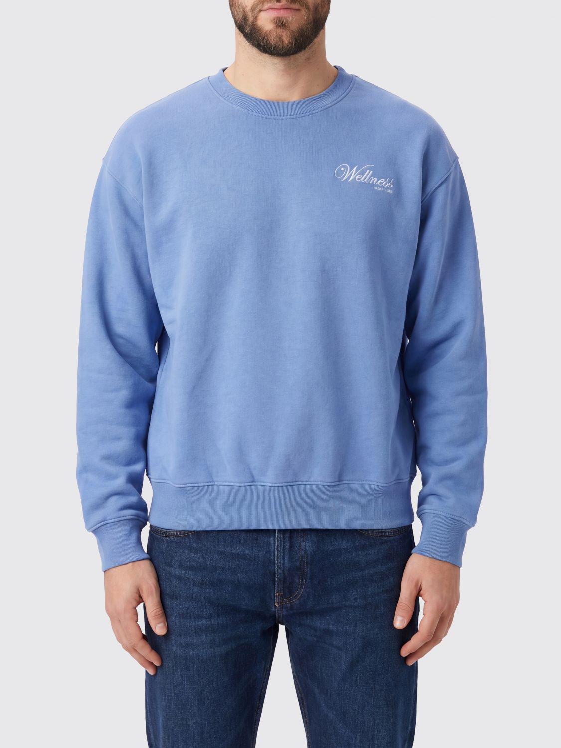 SPORTY & RICH Relaxed Fit Slogan Print Cotton Jumper