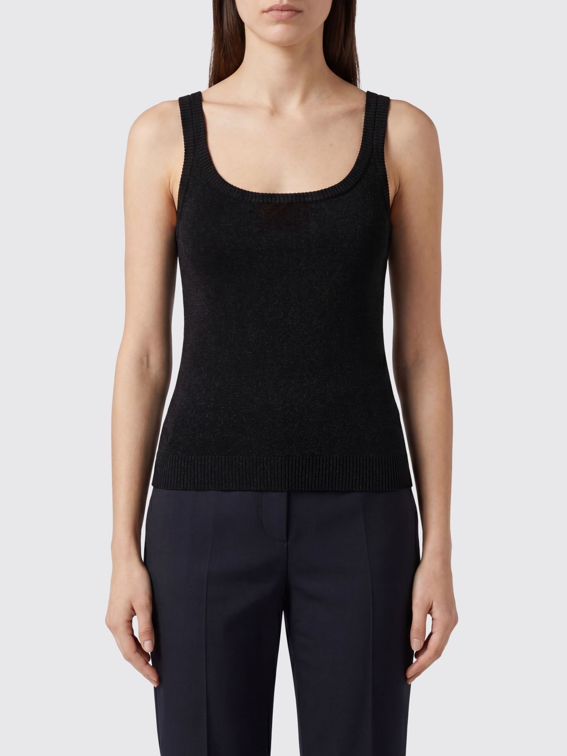 MISSONI Top in maglia di viscosa con scollo quadrato e bordi a costine