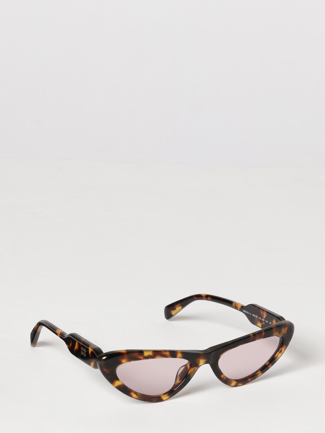 MIU MIU Triangular Frame Acetate Sunglasses with Contrast Logo