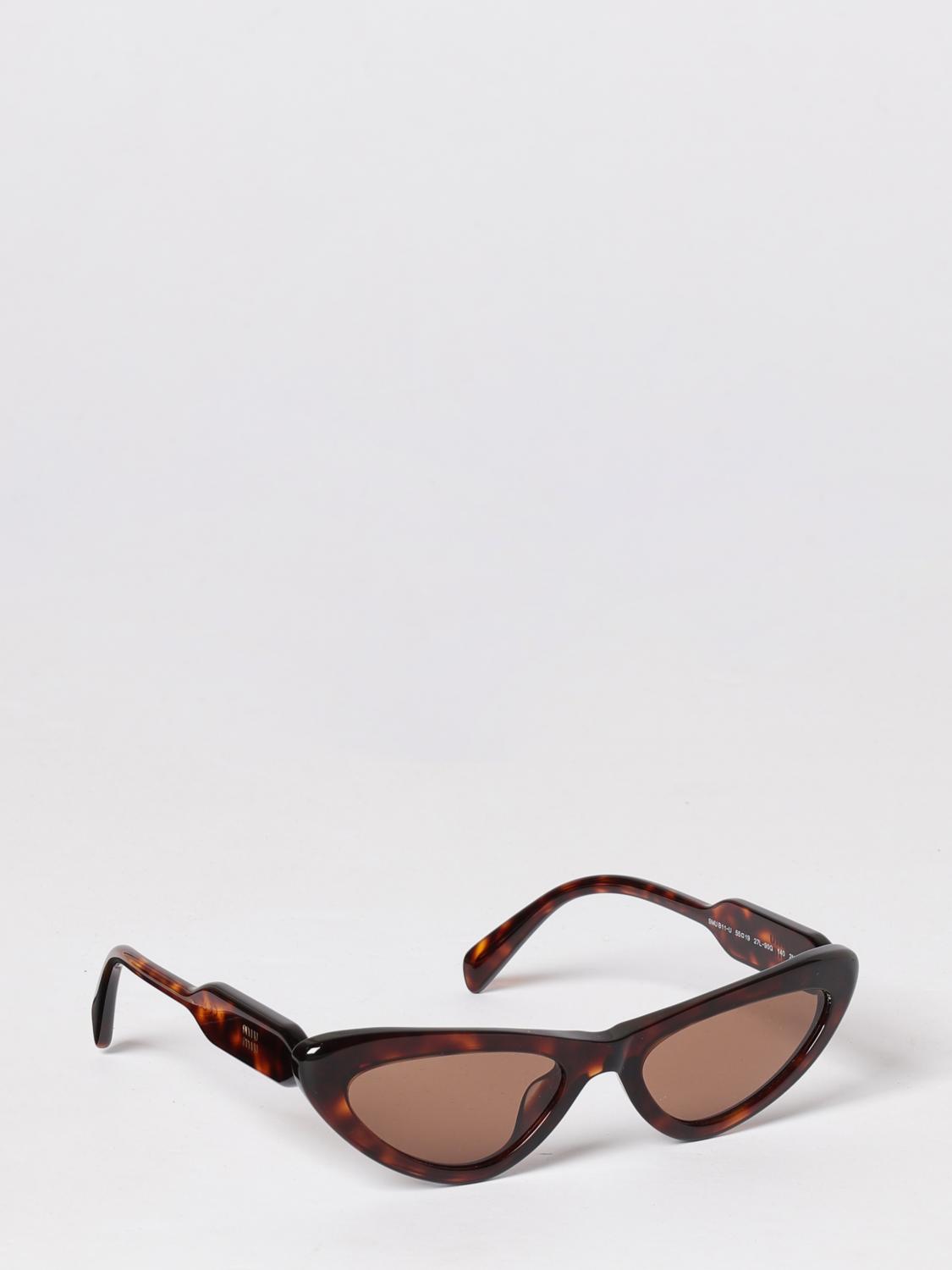 MIU MIU Triangular Frame Acetate Sunglasses with Contrast Logo