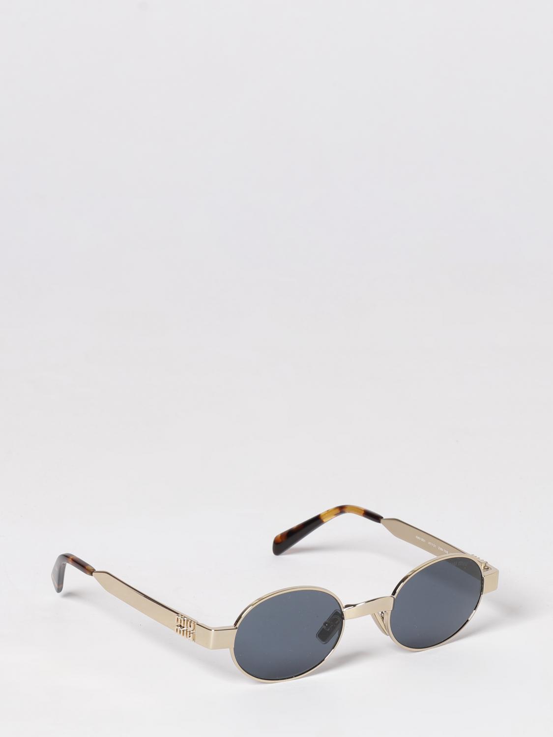 MIU MIU Rounded Metal Frame Sunglasses with Impressed Logo