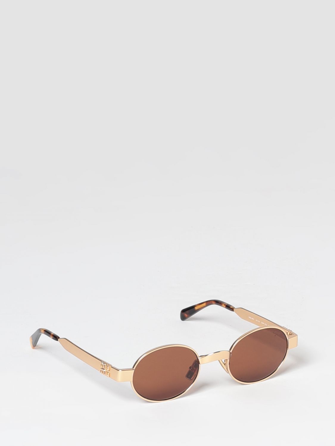 MIU MIU Rounded Metal Frame Sunglasses with Impressed Logo　MIU MIU 印象的なロゴ入りラウンドメタルフレームサングラス MIU