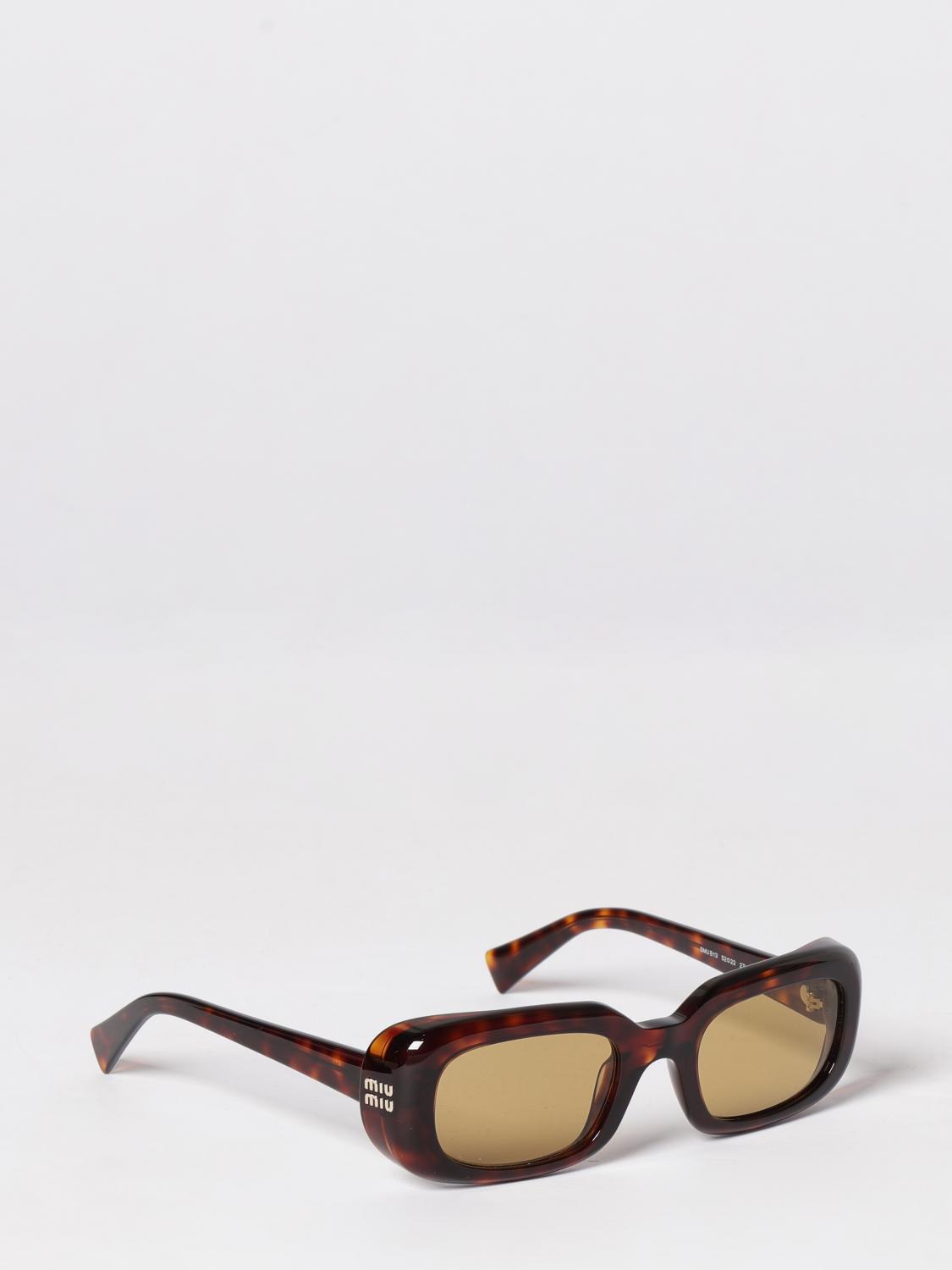 MIU MIU Rectangular Frame Acetate Sunglasses with Contrast Logo