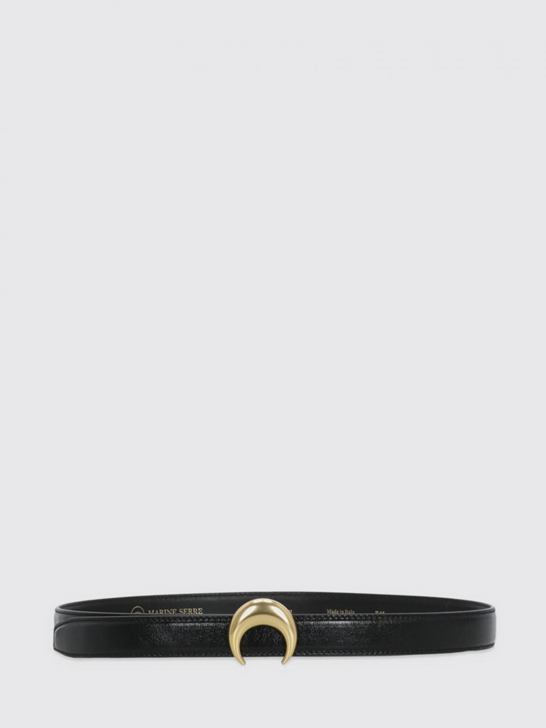 Marine Serre Leather Belt With Crescent Moon Monogram Buckle In Black