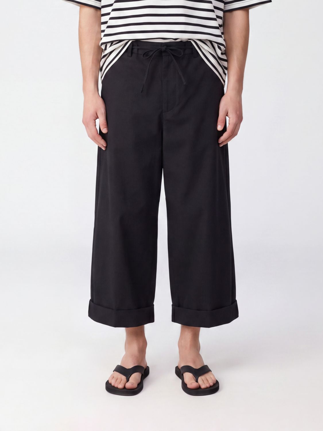 Jacquemus Wide-Leg Cotton Trousers with Mid-Rise Waist and Cuffed Hem