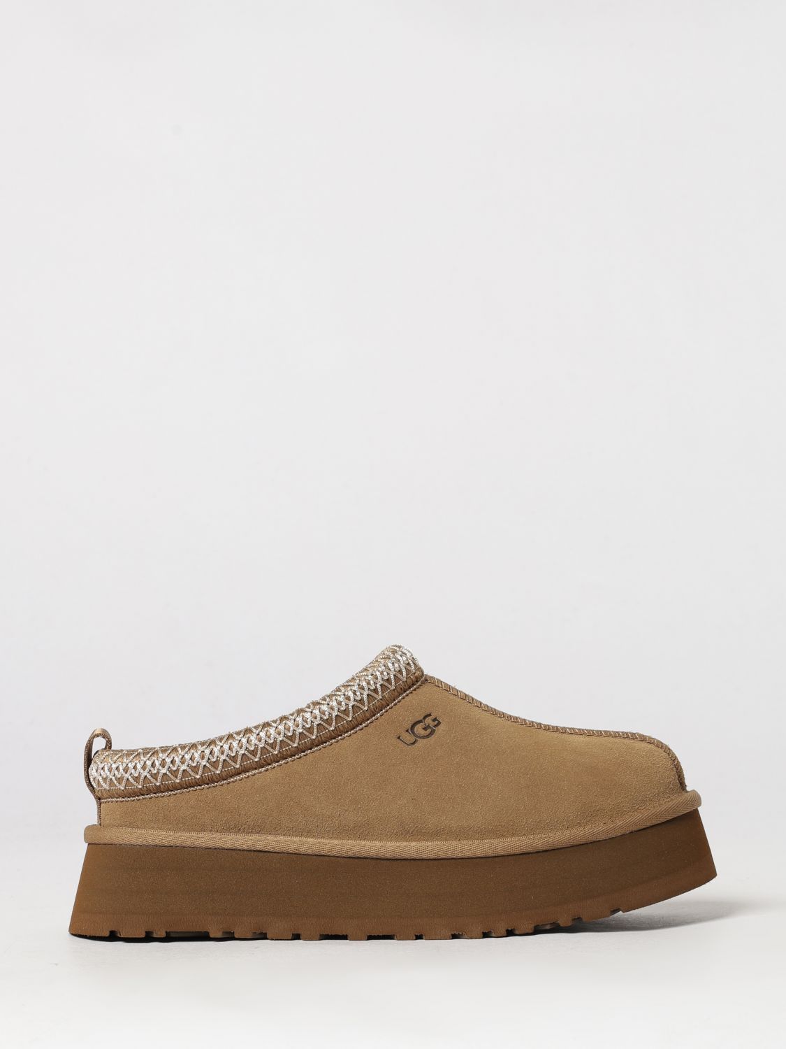 UGG Mules Tazz II in pelle scamosciata con suola platform e cuciture a contrasto