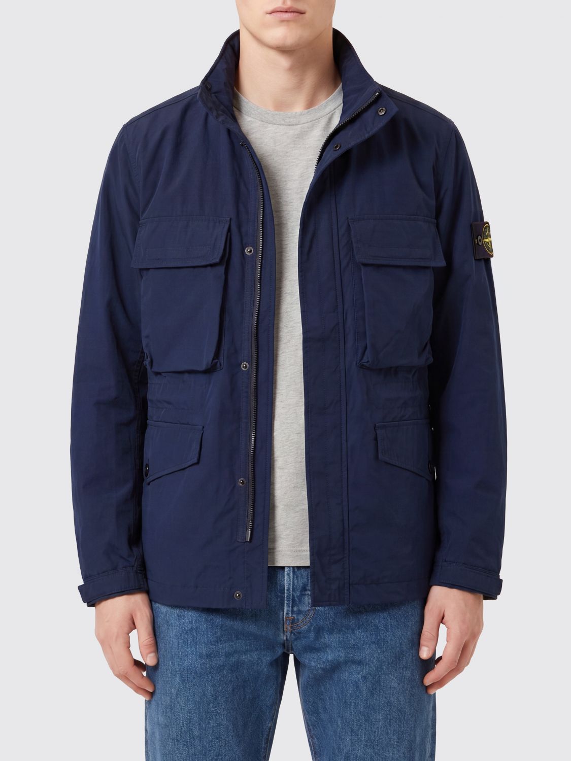 STONE ISLAND Giacca a vento in twill idrorepellente con collo alto