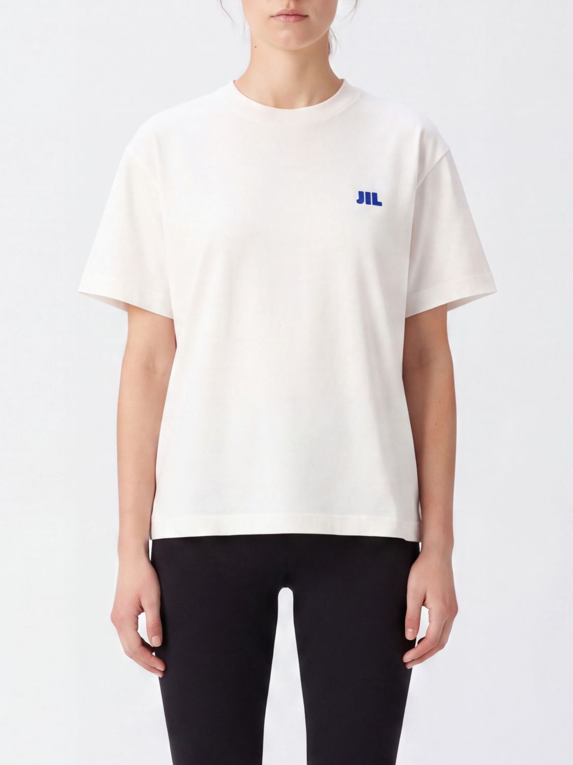 JIL SANDER Cotton T-Shirt with Contrasting Embroidered Front Logo