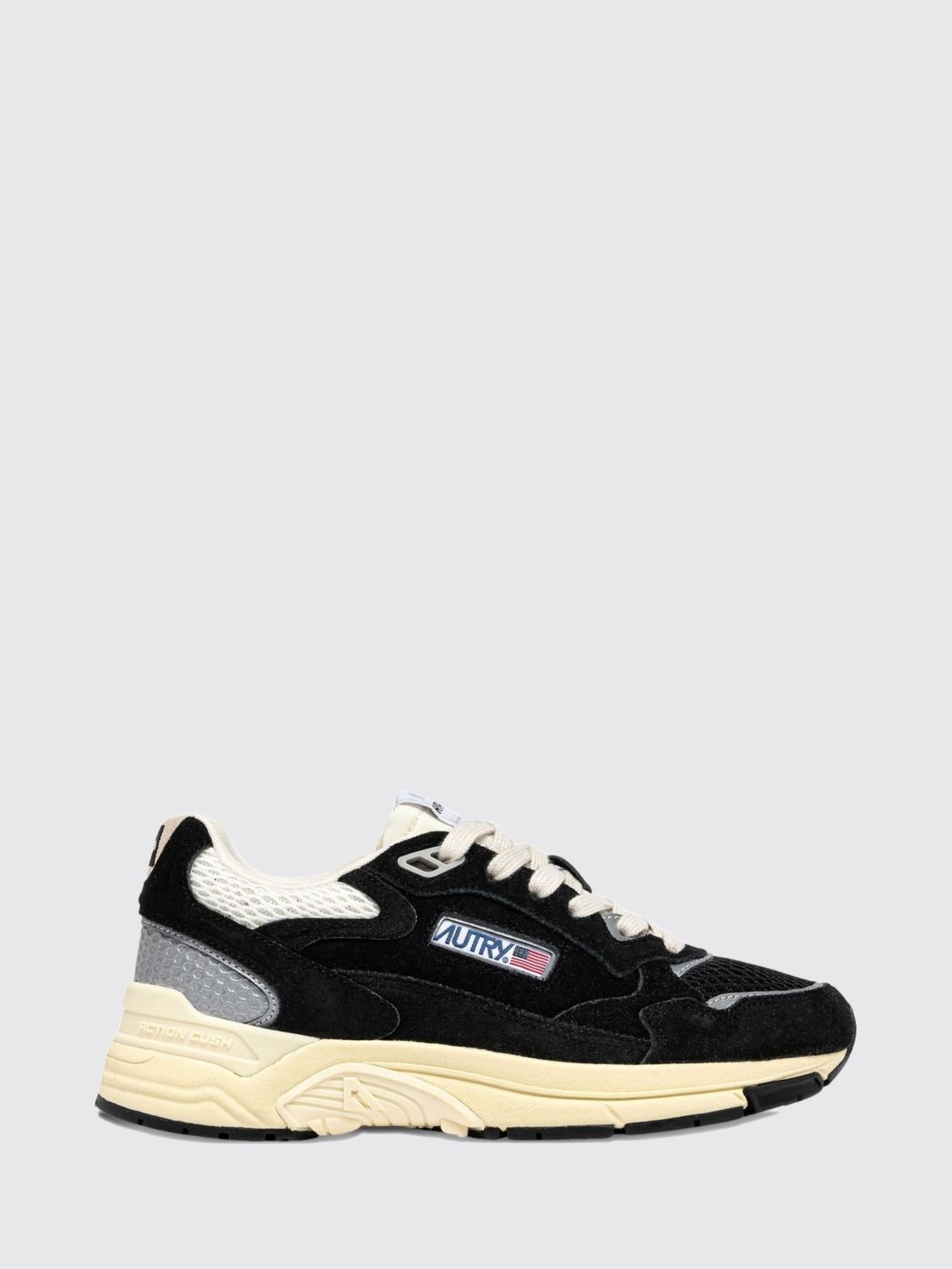 AUTRY Zweifarbige Hyperway Sneaker aus Leder und Mesh mit Cut-Out-Logo