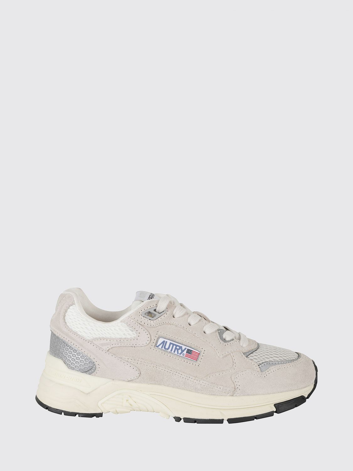 Autry Hyperway Two-Tone Leather and Mesh Sneakers with Cut-Out Logo
