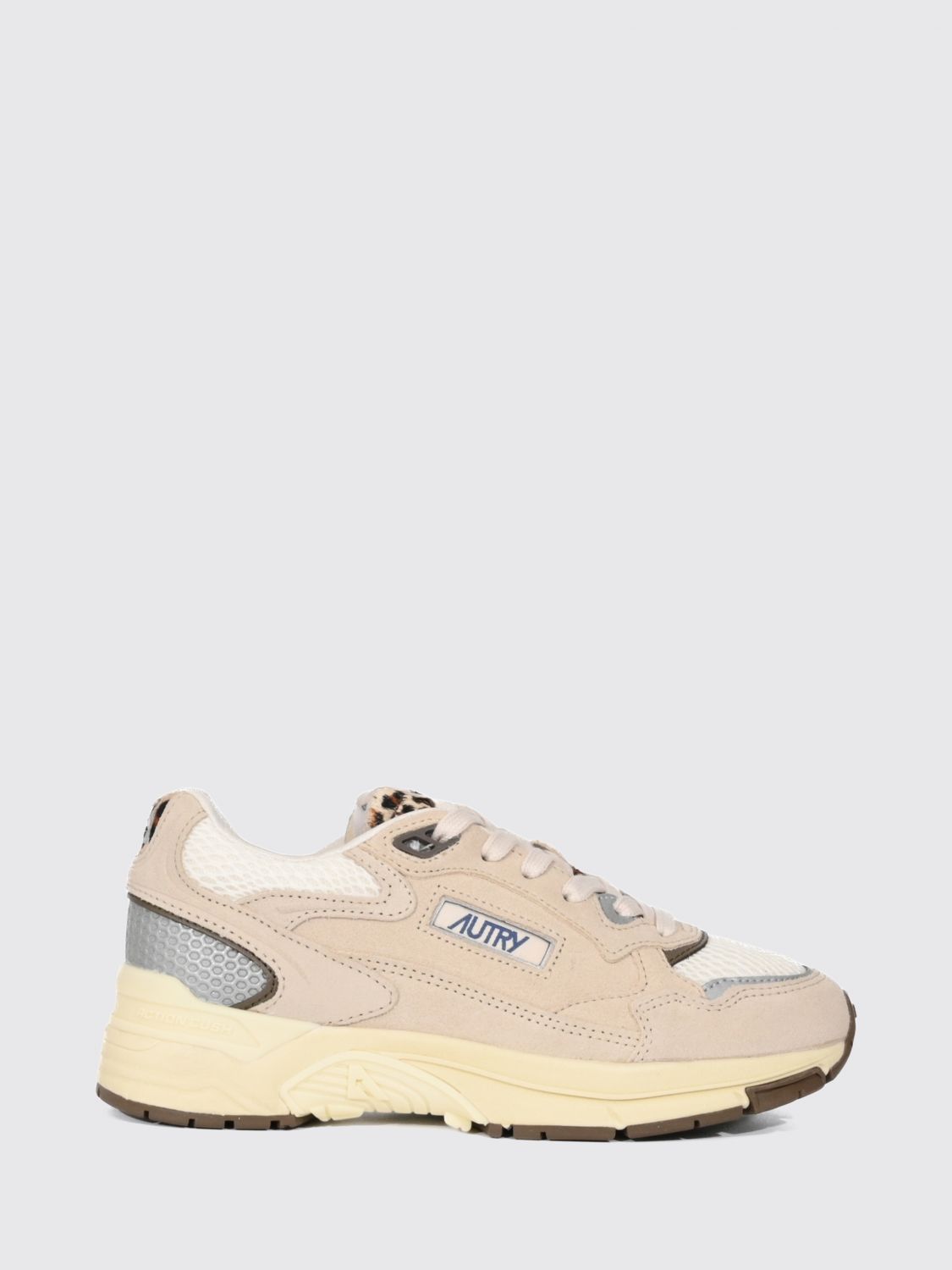 Autry Hyperway Two-Tone Leather and Mesh Sneakers with Cut-Out Logo
