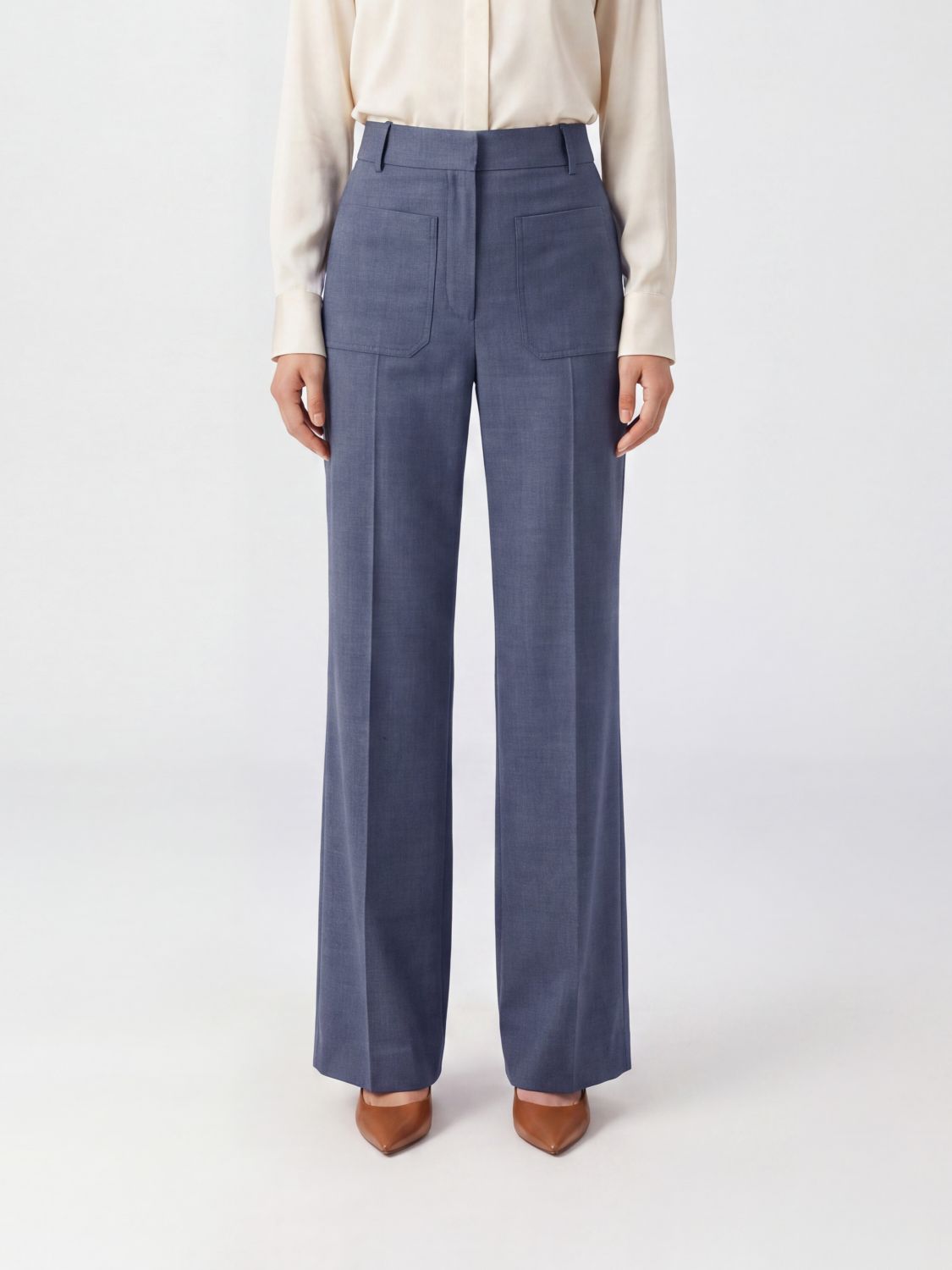 VICTORIA VICTORIA BECKHAM Weit geschnittene Alina Hose von mit hoher Taille aus Wollmischung
