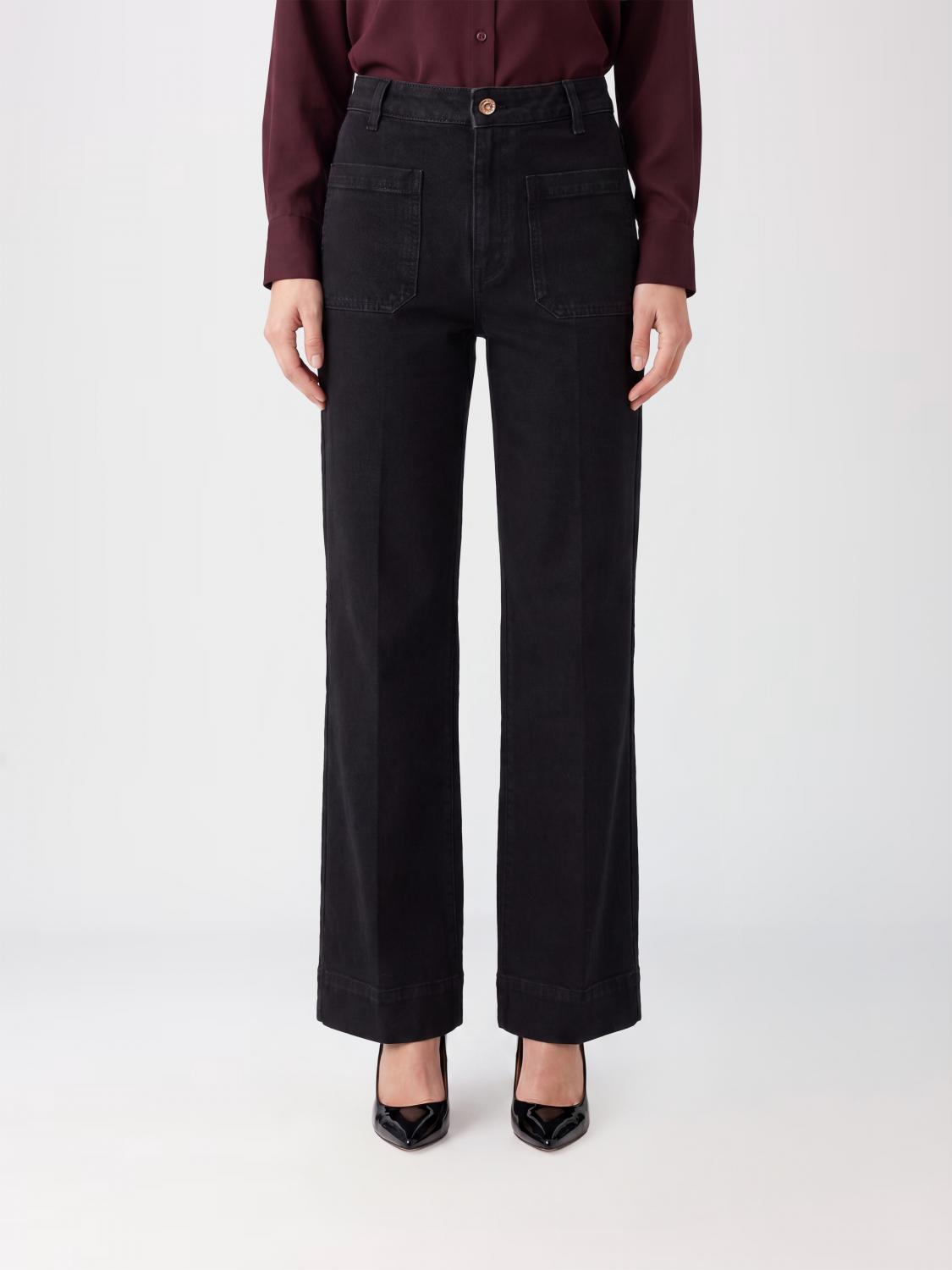 VICTORIA VICTORIA BECKHAM Jeans Alina a zampa e vita alta in denim di cotone stretch