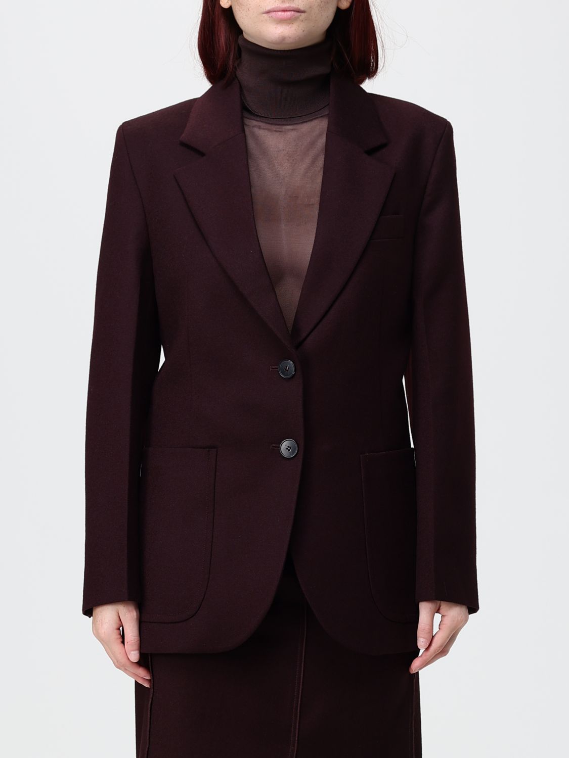 Victoria Victoria Beckham Single-Breasted 100% Wool Blazer with Lapel Collar