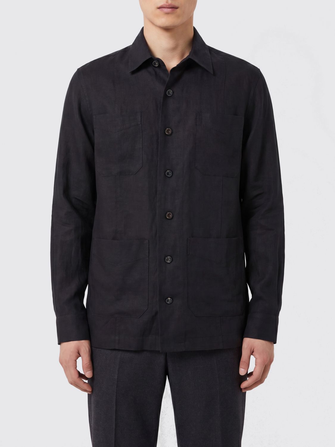 BRUNELLO CUCINELLI Casual Pure Linen Shirt with Patch Pocket