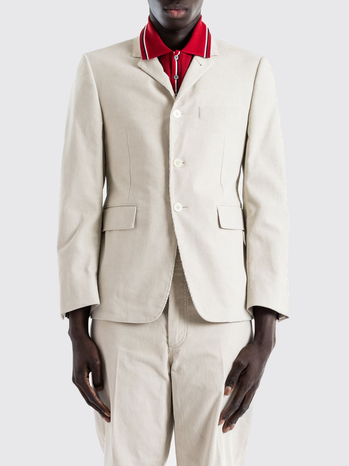 THOM BROWNE Blazer monopetto in velluto a coste di cotone con tre bottoni