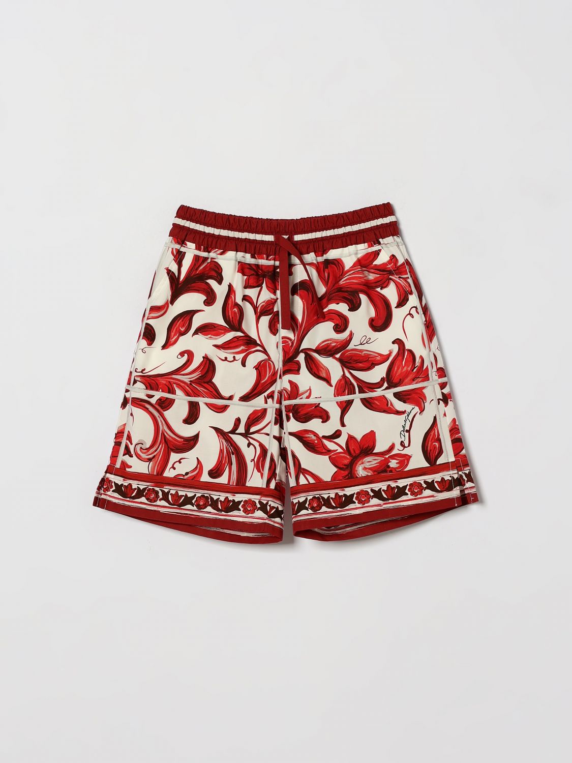 DOLCE & GABBANA Boy's Majolica Print Cotton Jogging Shorts