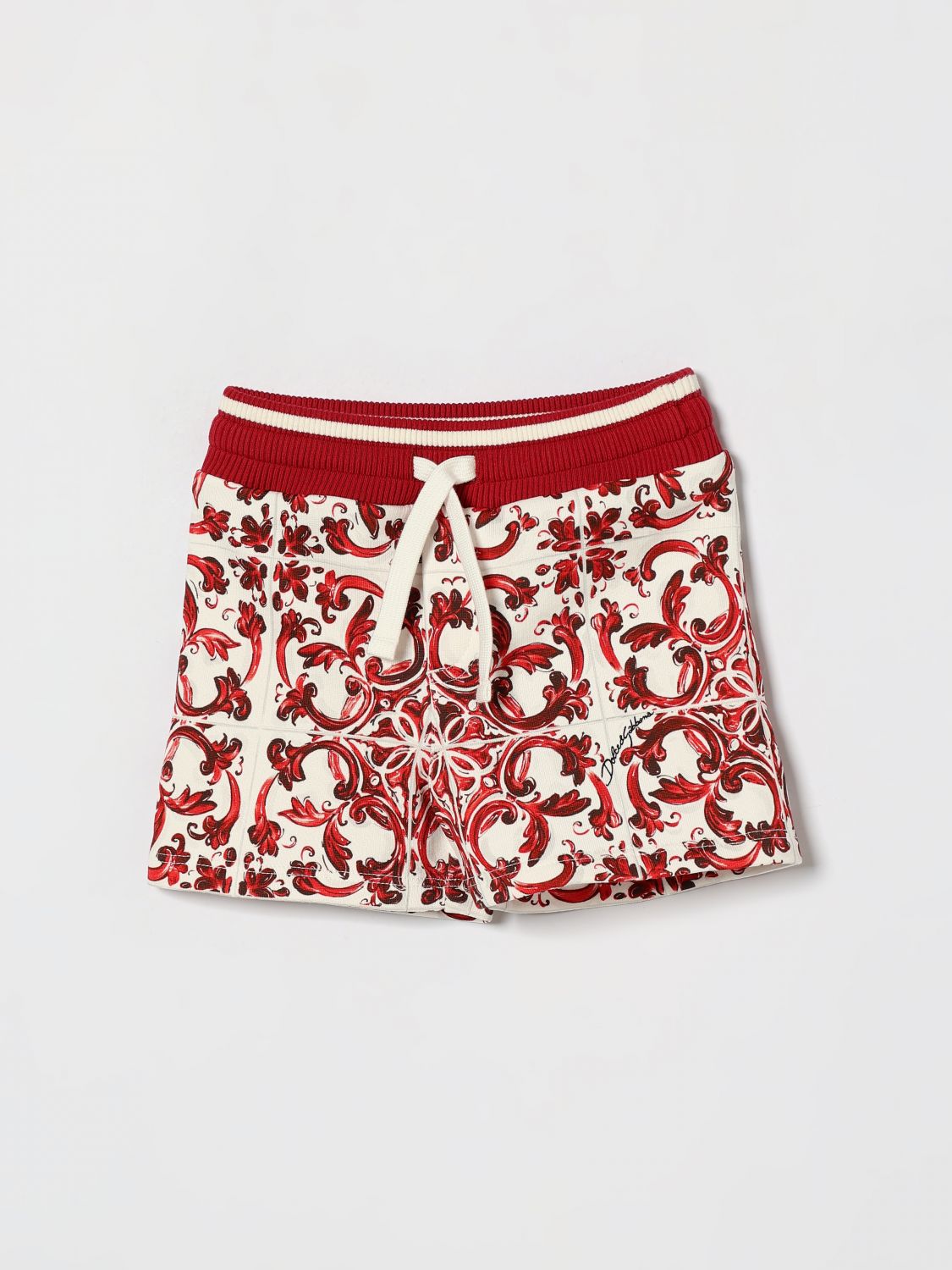 DOLCE & GABBANA Boy's Majolica Print Cotton Jogger Shorts