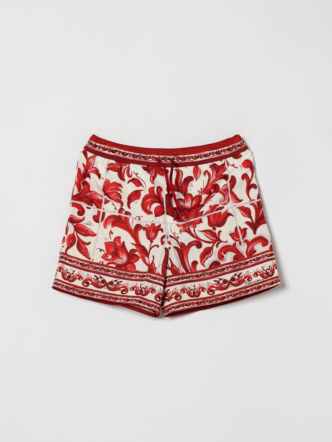 DOLCE & GABBANA Badeshorts für Jungen aus Funktionsstoff mit Majolika-Print