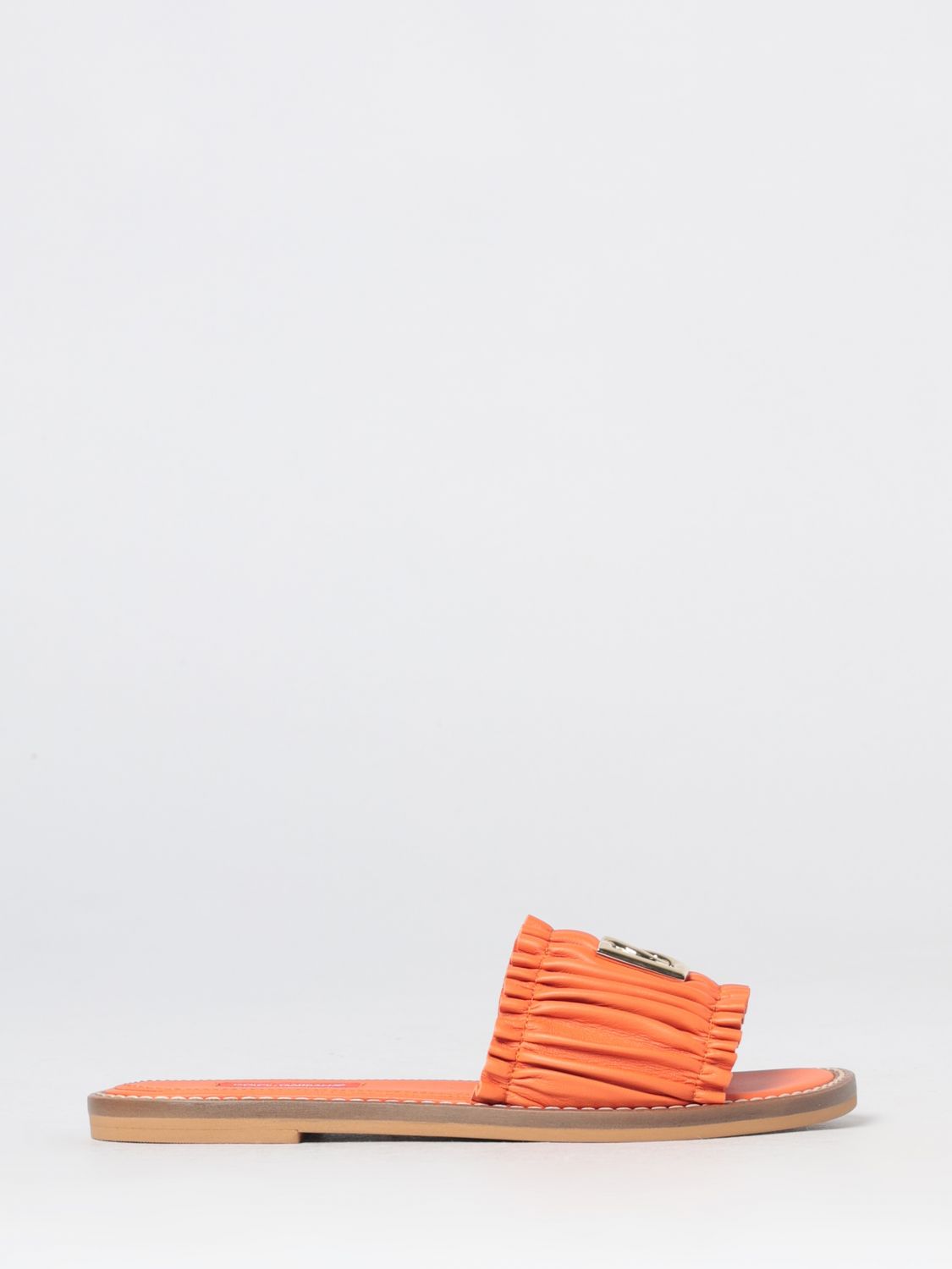 DOLCE & GABBANA Jungen-Slides aus Nappaleder mit metallischem DG-Monogramm